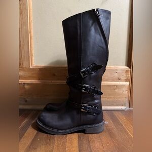 Vintage foundry co leather knee high combat boots size 8